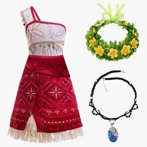 Moana Red Tribal Dress with Accessories